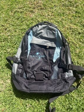 Universal Black, Gray and Light Blue Backpack with Mesh Front Pockets